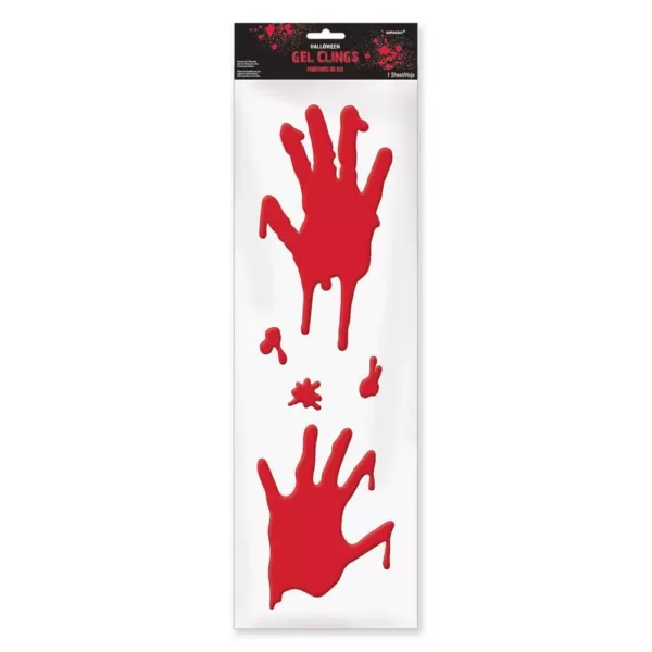 Amscan 21 in. x 6.5 in. Halloween Bloody Hands Gel Clings (4-Pack)