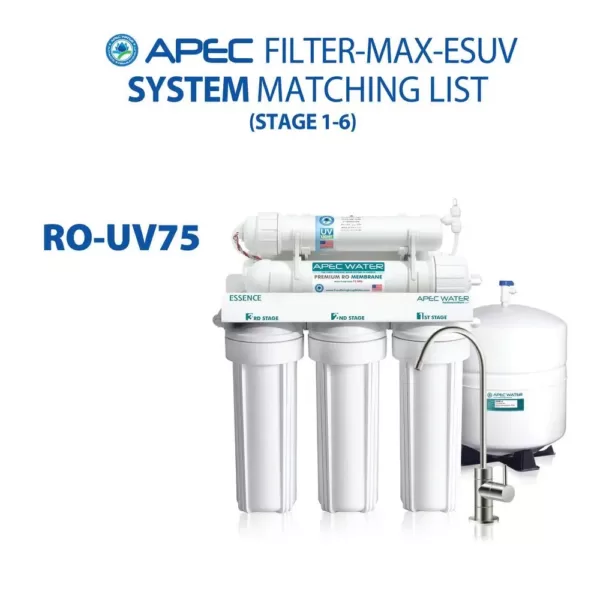 APEC Water Systems Essence Complete Replacement Filter Set for ROES-UV75 75 GPD UV Sanitizing 6-Stages Reverse Osmosis Water System