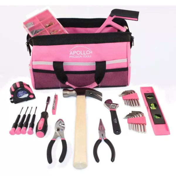 Apollo Home Tool Kit in Soft-Sided Tool Bag, Pink (201-Piece)