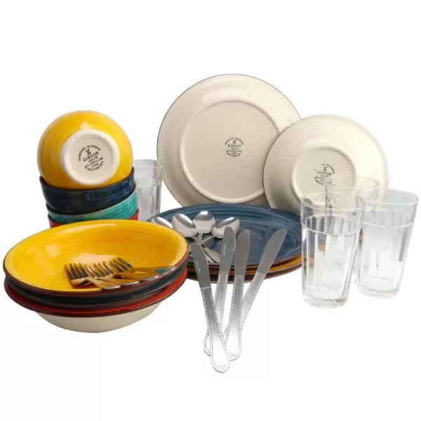 Gibson Home Color Speckle 28-Piece Casual Assorted Colors Stone Dinnerware Set (Service for 14)
