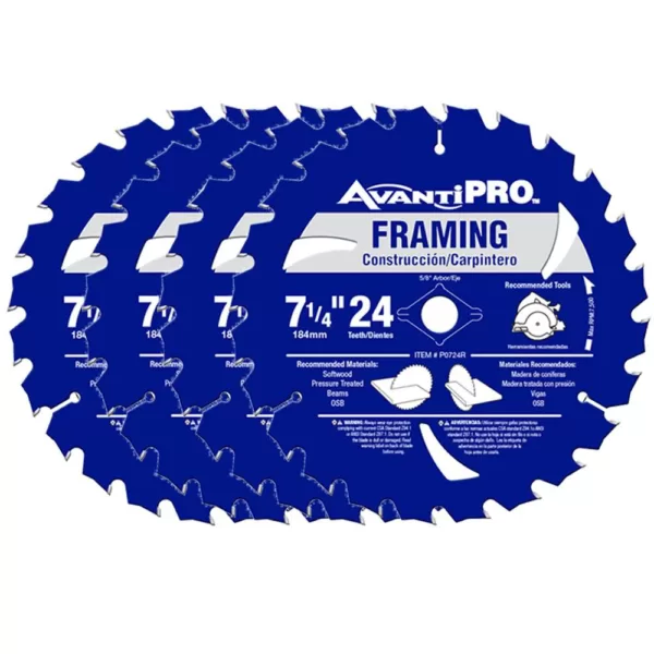 Avanti Pro 7-1/4 in. x 24-Teeth Framing Saw Blade (4-Pack)