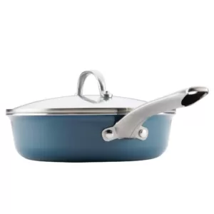 Ayesha Curry Home Collection 3 qt. Aluminum Nonstick Saute Pan in Twilight Teal with Glass Lid