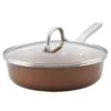 Ayesha Curry Home Collection 3 qt. Aluminum Nonstick Saute Pan in Brown Sugar with Glass Lid