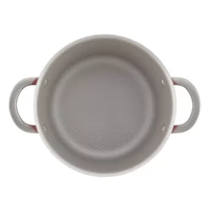 Ayesha Curry Home Collection 4.5 Qt. Porcelain Enamel Nonstick Covered Saucepot in Sienna Red