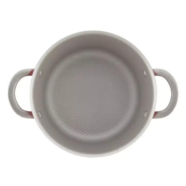 Ayesha Curry Home Collection 4.5 Qt. Porcelain Enamel Nonstick Covered Saucepot in Sienna Red