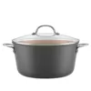 Ayesha Curry Home Collection 10 qt. Hard-Anodized Aluminum Nonstick Stock Pot in Charcoal Gray with Glass Lid