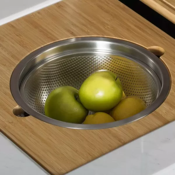 KRAUS 16.75 in. Workstation Kitchen Sink Serving Board Set with Stainless Steel Colander