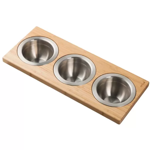 KRAUS 16.75 in. Workstation Kitchen Sink Composite Serving Board Set with Round Stainless Steel Bowls