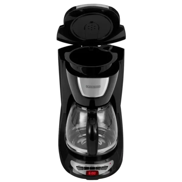 BLACK+DECKER 12-Cup Programmable Black Drip Coffee Maker with Glass Carafe, Built-In Timer and Automatic Shut-Off