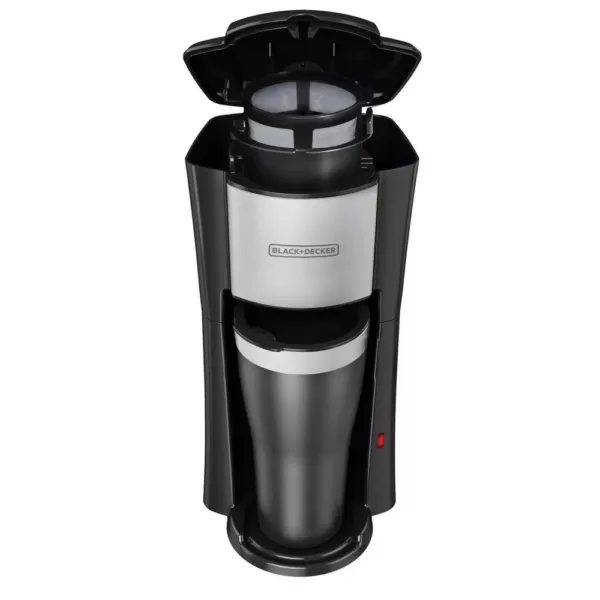 BLACK+DECKER Black Single Serve Drip Coffee Maker with Travel Mug