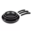 Cook N Home 3-Piece Hard-Anodized Aluminum Nonstick Frying Pan Set in Black
