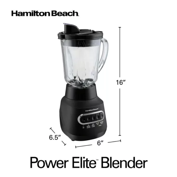 Hamilton Beach Power Elite 40 oz. 5-Speed Black Blender