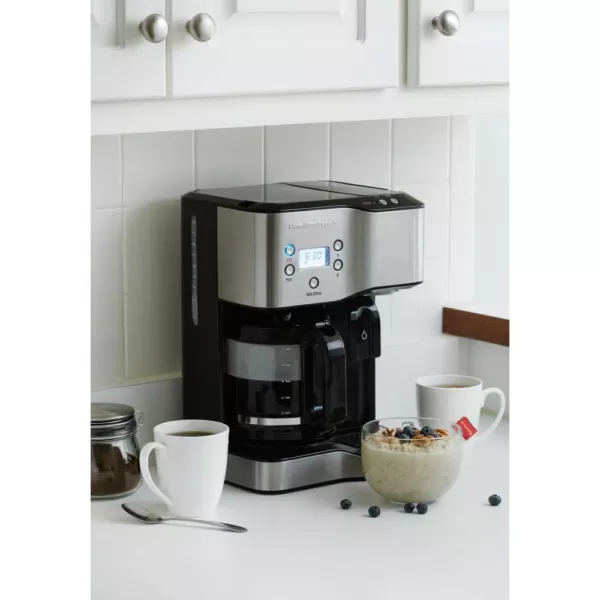Hamilton Beach 12-Cup Programmable Black Coffee Maker with Hot Water Dispenser