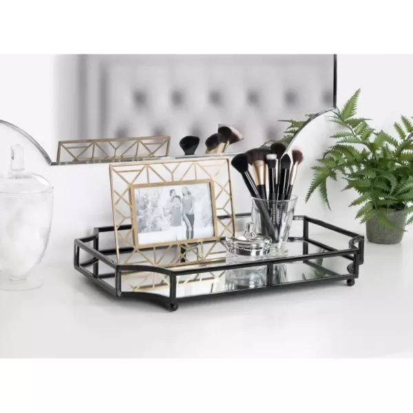 Kate and Laurel Ciel Black Mirrored Decorative Tray