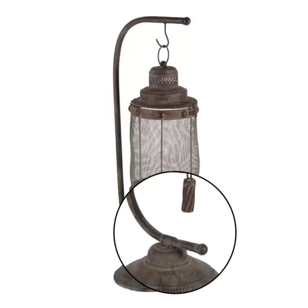 LITTON LANE 28 in. x 8 in. Iron Suspended Cage Candle Holder