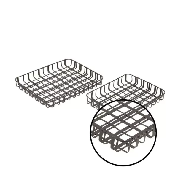 LITTON LANE Black Decorative Crosshatched Trays (Set of 2)