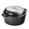 Lodge 5 qt. Round Cast Iron Double Dutch Oven in Black with Lid