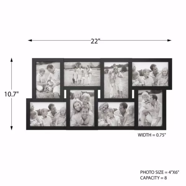 Lavish Home 8-Opening 4 in. x 6 in. Black Picture Frame Collage