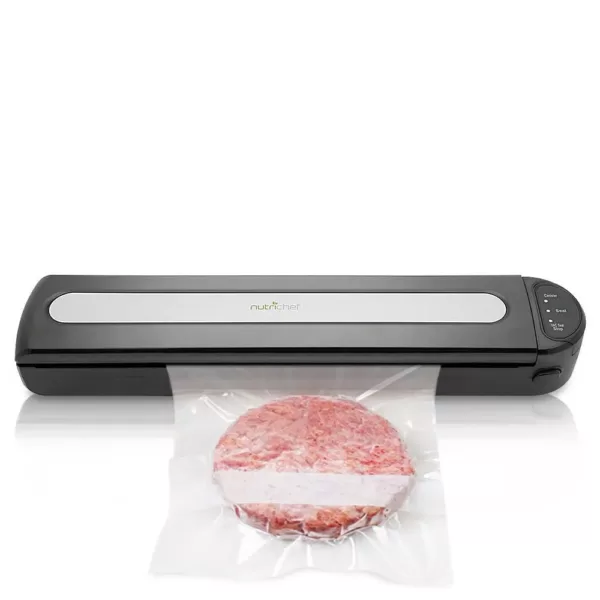 NutriChef White Kitchen Food Vacuum Sealer - Compact Electric Air Sealing Preserver System with Reusable Vacuum Food Bags