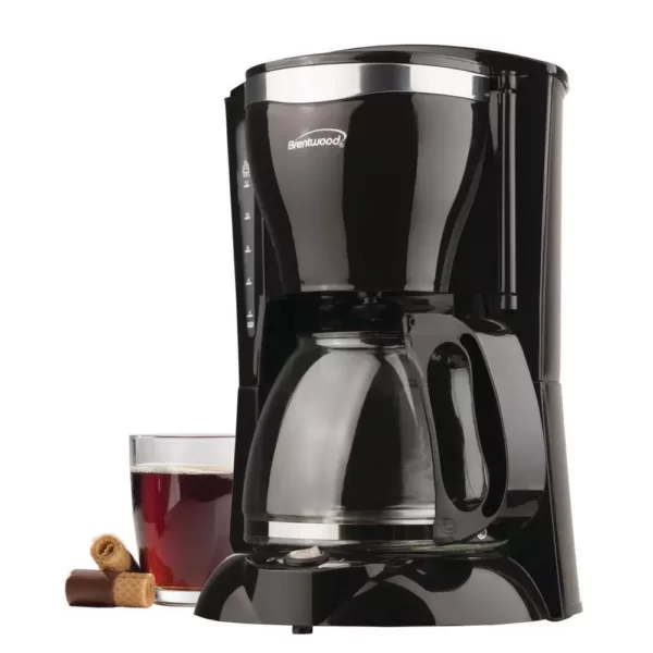 Brentwood Appliances 12-Cup Black Coffee Maker and 16 oz. Stainless Steel Vacuum-Insulated Coffee Thermos