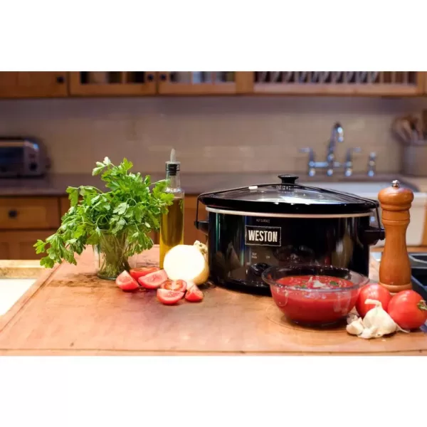 Weston 5 Qt. Black Slow Cooker with Locking Lid and Temperature Settings