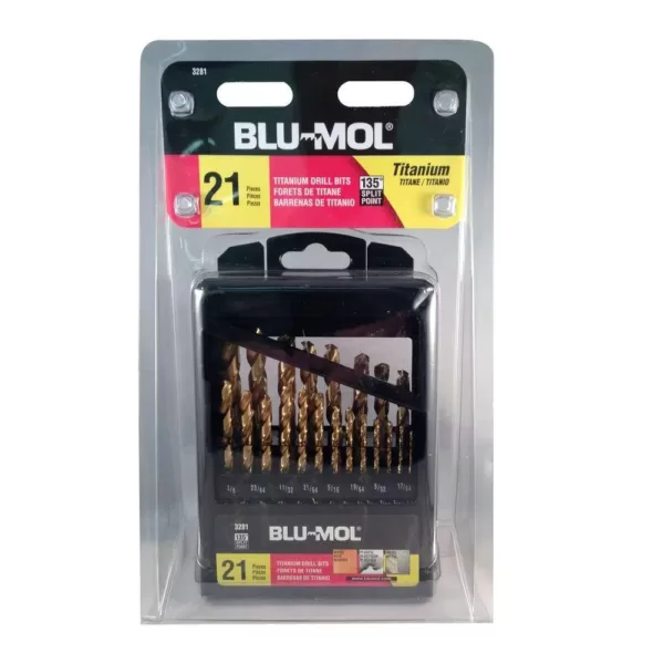BLU-MOL Titanium Drill Bit Set (21-Piece)