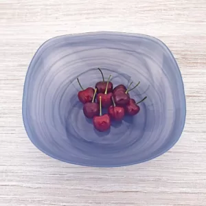 Badash Crystal Sky Blue Alabaster Glass 10 in. Squarish Bowl