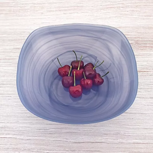 Badash Crystal Sky Blue Alabaster Glass 10 in. Squarish Bowl
