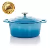 MegaChef MegaChef 4 Qt. Round Enameled Cast Iron Casserole in Blue with Lid
