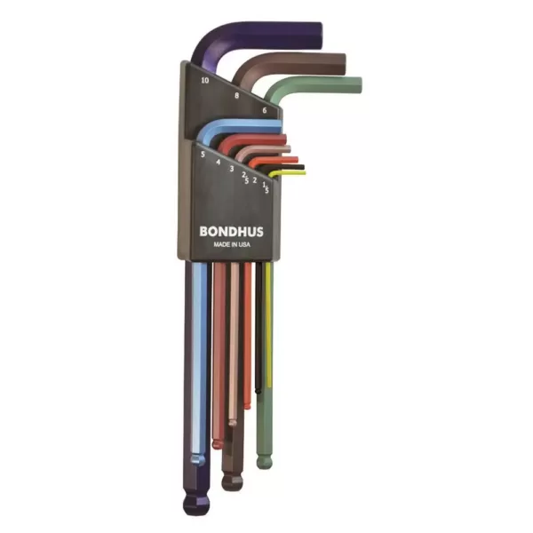 Bondhus Metric Ball End L-Wrench Set with ColorGuard Finish (9-Piece)