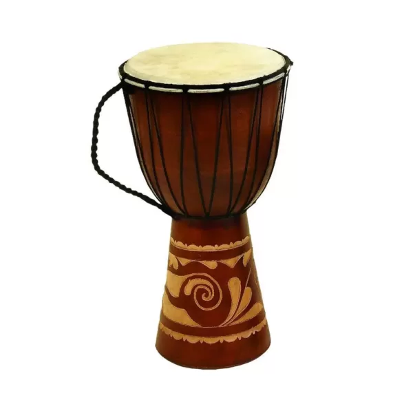 Benzara Toca Wood And Leather Brown Djembe Drum