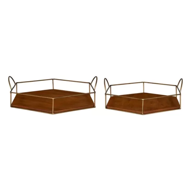 Kate and Laurel Westland 16 in. x 5 in. x 17 in. Brown/Gold Decorative Wall Shelf