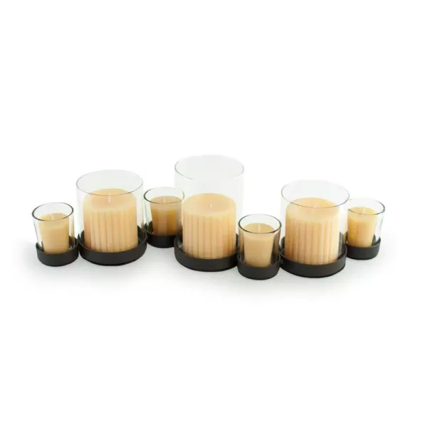 DANYA B Bubbles Rust Multiple Hurricane Candle Holder for 7 Candles