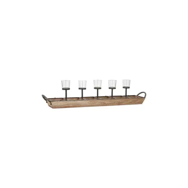 IMAX Shay 7 in. Natural Wood Candle Holder