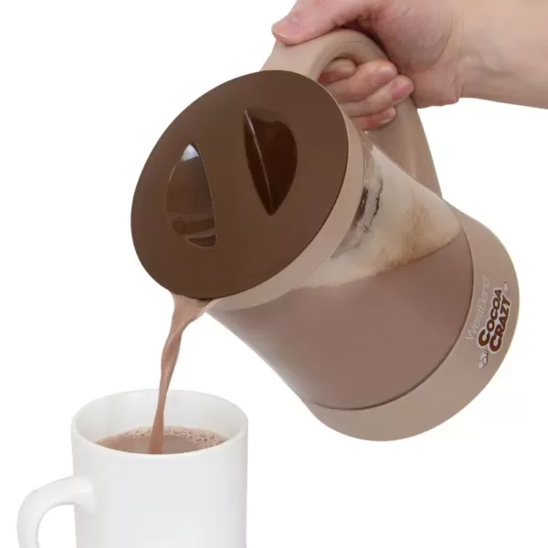 West Bend Cocoa Crazy 4-Cup Hot Beverage Machine 32 Oz. Brown with Removable Pitcher Easy Serving and Nonstick for Easy Cleanup