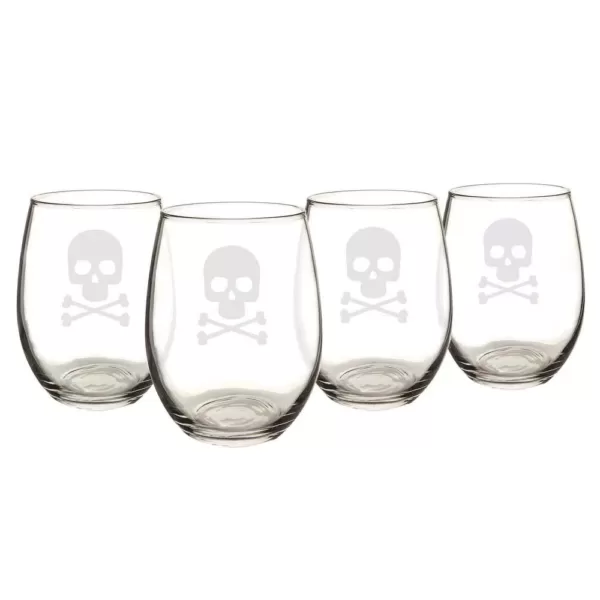 Cathy's Concepts Skull & Crossbones 21 oz. Stemless Wine Glasses (Set of 4)