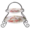 Certified International Christmas Story Multicolored Earthenware 9 in. 2-Tier Server