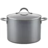 Circulon Elementum 10 qt. Hard-Anodized Aluminum Nonstick Stock Pot in Oyster Gray with Glass Lid