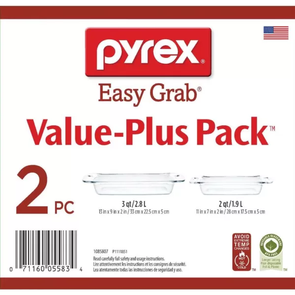 Pyrex Easy Grab Glass Bakeware Value Pack (2-Piece)