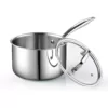 Cook N Home 3 qt. Tri-Ply Clad Stainless Steel Sauce Pan with Glass Lid