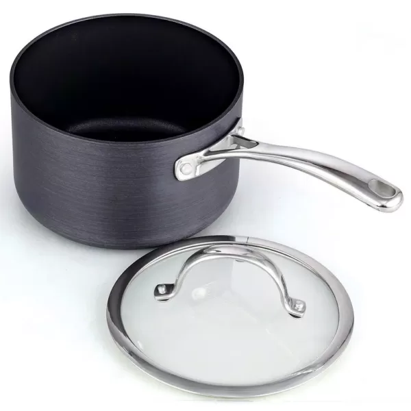 Cooks Standard 3 qt. Hard-Anodized Aluminum Nonstick Sauce Pan in Black with Glass Lid