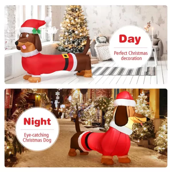 Costway 5  ft. Pre-Lit LED Lights Christmas Dog Christmas Inflatable with Waterproof Fan