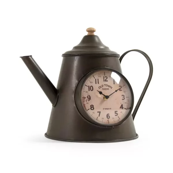 Zentique Dark Grey Distressed Iron Pitcher Table Clock