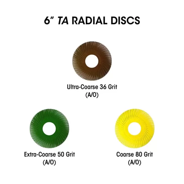 Dedeco Sunburst - 2 in. 3-PLY Radial Discs - 1/4 in. Arbor - Thermoplastic Cleaning and Polishing Tool, Fine 400-Grit (1-Pack)