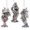 Design Toscano 4 in. Three Dragons of the Amesbury Holiday Gemstone Ornament Set (3-Piece)