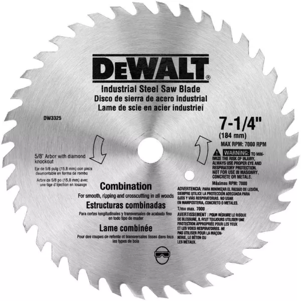 DEWALT 7-1/4 in. 40-Teeth Steel Combo Saw Blade