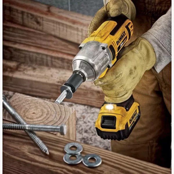 DEWALT 20-Volt MAX Cordless 1/2 in. High Torque Impact Wrench with Hog Ring & (2) 20-Volt 4.0Ah Batteries