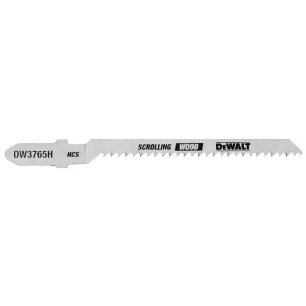 DEWALT 3 in. 12 TPI Scrolling Wood Jig Saw Blade HCS T-Shank (5-Pack)
