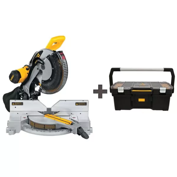 DEWALT 15 Amp 12 in. Double Bevel Compound Miter Saw with 24 in. Tote with Organizer