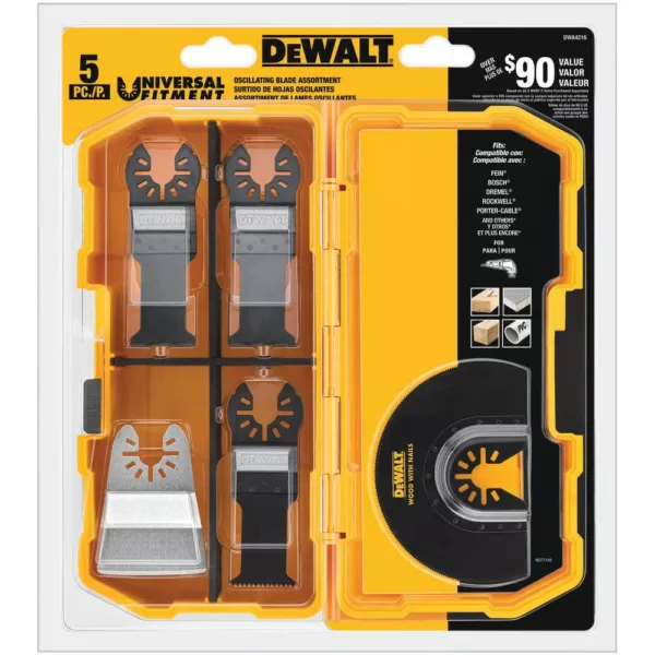 DEWALT Oscillating Blade Set (5-Piece) with Bonus Oscillating Sanding Pad